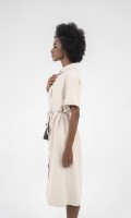 SIXDO Shirtwaist Raw Midi Dress